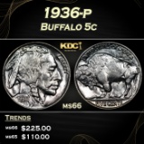 1936-p Buffalo Nickel 5c Grades ms66