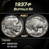 1937-p Buffalo Nickel 5c ms67 SEGS