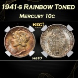 NGC 1941-s Mercury Dime Rainbow Toned 10c ms67 NGC