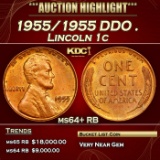 1955/1955 DDO Lincoln Cent . 1c ms64+ RB SEGS