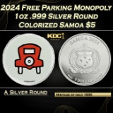 2024 Free Parking Monopoly 1oz .999 Silver Round Colorized Samoa Round