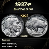 1937-p Buffalo Nickel 5c ms66+ SEGS