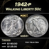 1942-p Walking Liberty Half Dollar 50c Grades ms64+