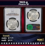 NGC 1923-p Peace Dollar $1 ms63 NGC