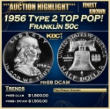1956 Type 2 Proof Franklin Half Dollar TOP POP! 50c pr69 DCAM SEGS