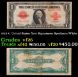 1923 $1 United States Note Grades vf+ Signatures Speelman/White
