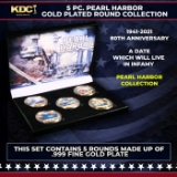 5 Coin Pearl Harbor Gold Plated Round Collection