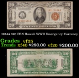 1934A $20 FRN Hawaii WWII Emergency Currency Grades vf+