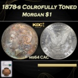 NGC 1878-s Morgan Dollar Colrofully Toned 1 ms64 CAC NGC