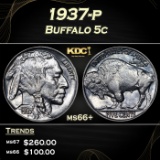 1937-p Buffalo Nickel 5c ms66+ SEGS