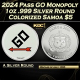 2024 Pass GO Monopoly 1oz .999 Silver Round Colorized Samoa Round