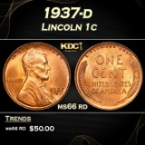 1937-d Lincoln Cent 1c Grades ms66 rd