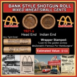 Lincoln Wheat Cent 1c Mixed Roll Orig Brandt McDonalds Wrapper, 1921-s end, Indian other end