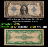 1923 $1 large size Silver Certificate Grades vf+ Signatures Woods/White