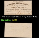 1861 Confederate States Forty Dollars Note Grades Select CU