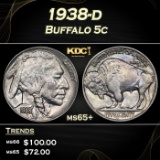 1938-d Buffalo Nickel 5c Grades ms65+