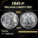 1941-p Walking Liberty Half Dollar 50c Grades ms67