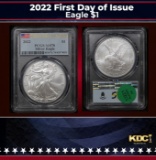 PCGS 2022 Silver Eagle Dollar First Day of Issue $1 ms70 PCGS