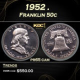 1952 Proof Franklin Half Dollar . 50c pr65 cam NTC