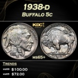 1938-d Buffalo Nickel 5c Grades ms65+