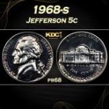 1968-s Proof Jefferson Nickel 5c Grades pr68