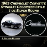 1963 Chevrolet Corvette Stingray Colorized Style - 1 oz Silver Round Round