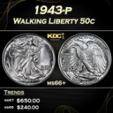1943-p Walking Liberty Half Dollar 50c ms66+ SEGS