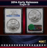 NGC 2014 Silver Eagle Dollar Early Releases $1 ms70 NGC