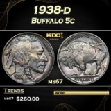 1938-d Buffalo Nickel 5c ms67 SEGS