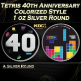 Tetris 40th Anniversary Colorized Style - 1 oz Silver Round Round