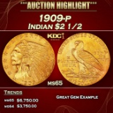 1909-p Gold Indian Quarter Eagle $2 1/2 ms65 SEGS