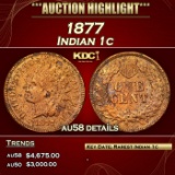 1877 Indian Cent 1c au58 details SEGS