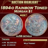 1894-o Morgan Dollar Rainbow Toned $1 au58 details SEGS