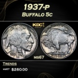 1937-p Buffalo Nickel 5c ms67 SEGS