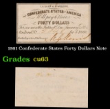 1861 Confederate States Forty Dollars Note Grades Select CU