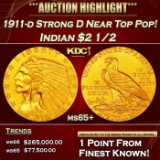 1911-d Strong D Gold Indian Quarter Eagle Near Top Pop! $2 1/2 ms65+ SEGS