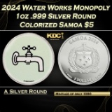 2024 Water Works Monopoly 1oz .999 Silver Round Colorized Samoa Round
