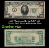 1928 $20 Green Seal Federal Reserve Note 