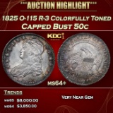 1825 Capped Bust Half Dollar O-115 R-3 Colorfully Toned 50c ms64+ USCG