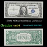 1957B $1 Blue Seal Silver Certificate Grades Choice CU