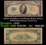 1934A $10 Silver Certificate North Africa WWII Emergency Currency Grades vf, very fine
