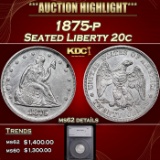 1875-p Twenty Cent Piece 20c ms62 details SEGS