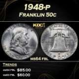1948-p Franklin Half Dollar 50c Grades ms64 fbl