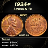1934-p Lincoln Cent 1c Grades ms66 rb