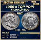 1959-d Franklin Half Dollar TOP POP! 50c ms67+ FBL USCG