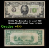 1928B $20 Green Seal Federal Reserve Note 
