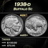 1938-d Buffalo Nickel 5c Grades ms65+