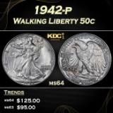 1942-p Walking Liberty Half Dollar 50c Grades ms64