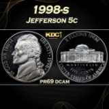 1998-s Proof Jefferson Nickel 5c Grades pr69 dcam