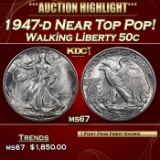 1947-d Walking Liberty Half Dollar Near Top Pop! 50c ms67 SEGS